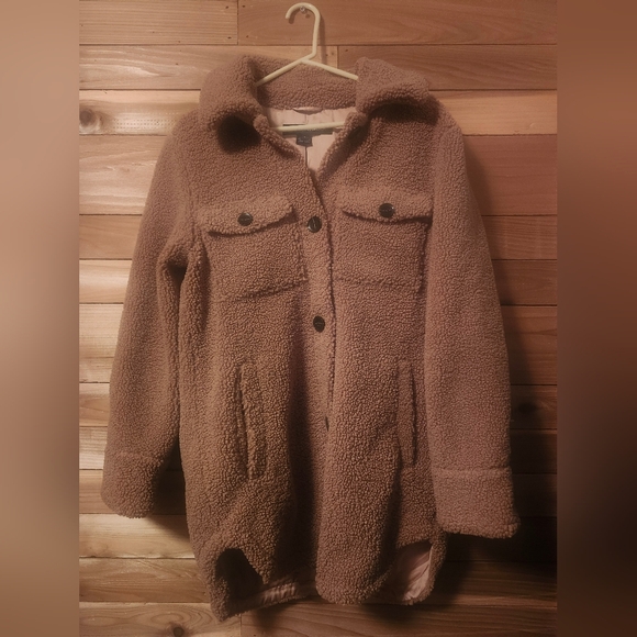 French Connection Tan Teddy Jacket/shacket Size Small - Picture 2 of 5